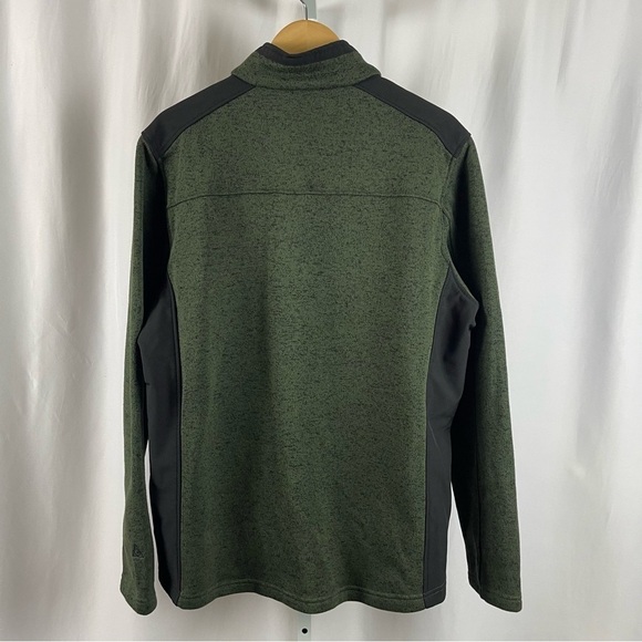 GERRY Mens Large Heavy Knit Fleece Zip Jacket Olive Green Outdoor Hiking Camping - Picture 2 of 7